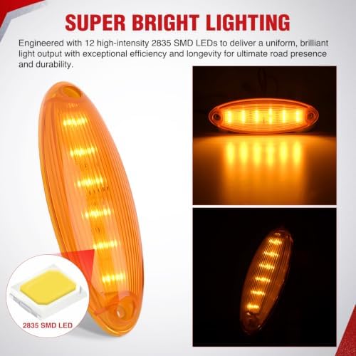 Nilight 5" Amber Cab Marker Light Amber Lens Fits Freightliner Cascadia