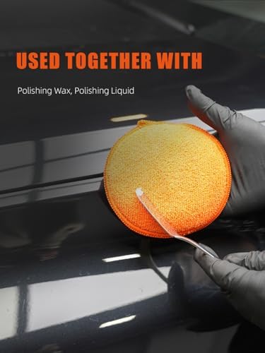 SPTA Microfiber Applicator Pads, 9Pcs 5 inch Car Wax Applicator Hand Polishing Microfiber Foam Pads Set with Grip of Elastic Band, Microfiber Buffing Cleaning Pads for Car Polish Applying Wax - Image 6