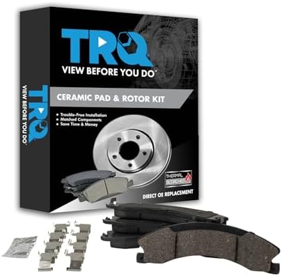 TRQ Front and Rear Ceramic Brake Pad Set Includes Contact Point Grease