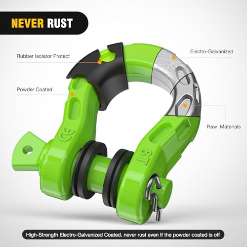 Nilight Mega D-Ring Shackles, 3/4" Heavy Duty Recovery Tow Shackle