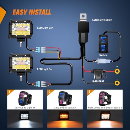 Nilight 4Inch Off-Road LED Light Bar White Amber 3 Lighting Modes