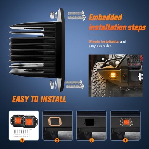 Nilight 2 PCS 42 W Flush Mount LED Light Pods Amber Spot Flood Combo Beam