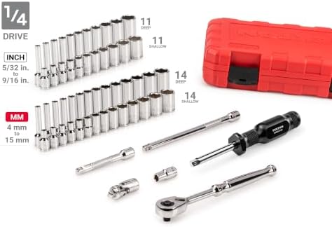 TEKTON 1/4, 3/8, 1/2 Inch Drive 6-Point Socket and Ratchet Set | SKT95304 - Image 2
