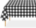 QIKSION 12 Pack Black Gingham Plastic Tablecloth, Picnic Table Cover by QIKSION