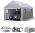 Jocoevol Carport 10x20 FT Enclosed Carport with Roll-up Windows, Portable Garage with Removable Sidewalls & Doors, Car Canopy Tent with Sandbags All-Season Tarp for Car Motorcycle Boat Truck Gray by JOCOEVOL
