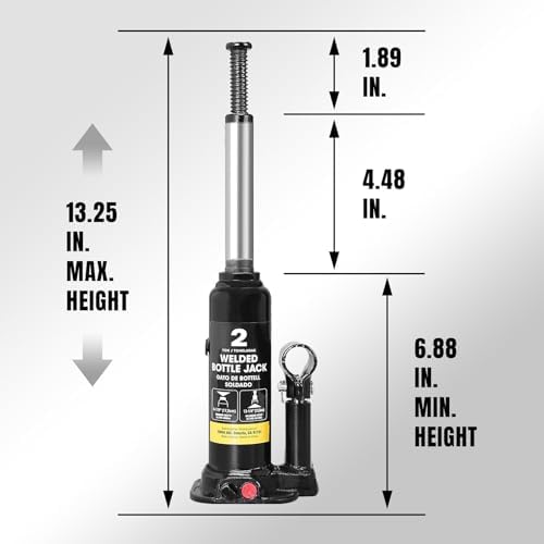 BIG RED 2 Ton (4,000 LBs) Torin Welded Hydraulic Car Bottle Jack for Auto Repair and House Lift, Black, AT90203BR - Image 2