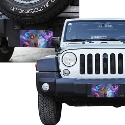 Galaxy Wolf Starry Sky Front License Plate 6" * 12" for Women