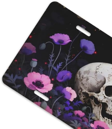 Floral Skull Purple Front License Plate 6" * 12" for Women