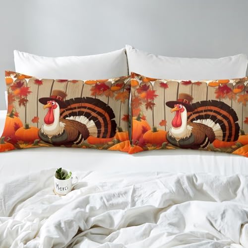 Feelyou Turkey Bed Sheets Set King Size Thanksgiving Harvest Season Fruit Decor Sheet Set for Kids Boys Girls Decor Fall Pumpkin Sheets with Deep Pocket Fitted Sheet Crocus - Image 4