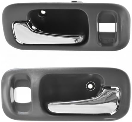 TRQ Front Interior Inside Door Handle Chrome Gray Pair Set Kit