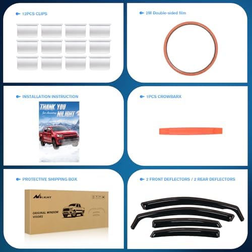 Nilight in-Channel Rain Guards for Kia Forte 2019-2025 Side Windows, 4PCS