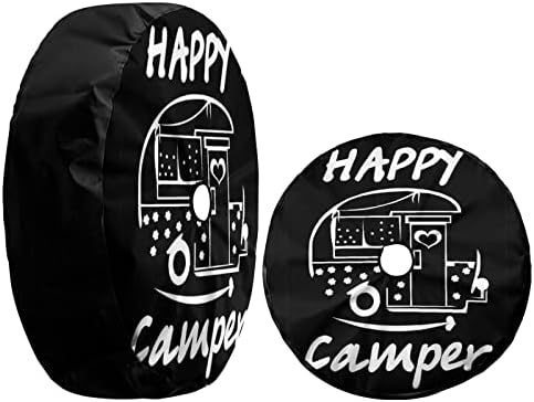 Delerain Spare Tire Cover with Backup Camera Hole Happy Camper Wheel Covers Waterproof Dust-Proof UV Sun Universal Fit for Jeep Trailer RV SUV Truck (17 Inch for Diameter 31"-33") - Image 3