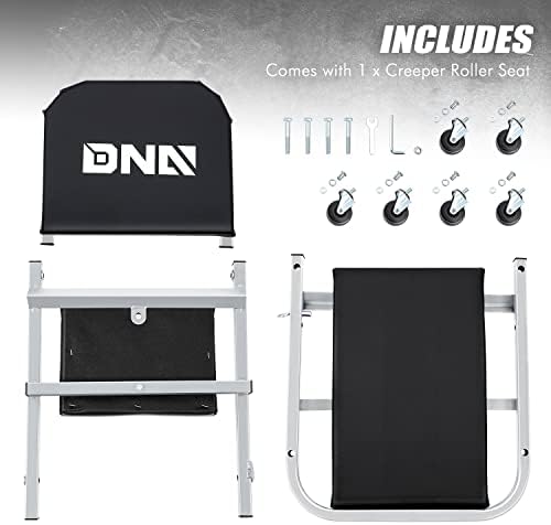 ‎DNA MOTORING TOOLS-00185 36 Inches 2 IN 1 Rolling Folding Car Creeper/Seat, 6 Pcs 2" Casters, 150kg Weight Capacity, Gray - Image 2