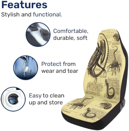 GENANY Vintage Alien Sketch Car Seat Covers, 2-Piece Front Seat Set