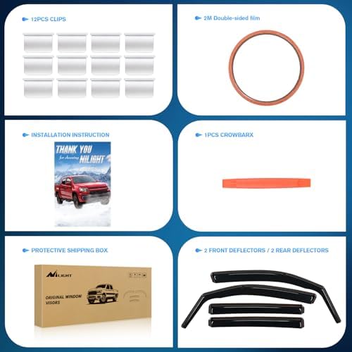 Nilight in-Channel Window Rain Guards for Honda Passport 2019-2025, 4PCS