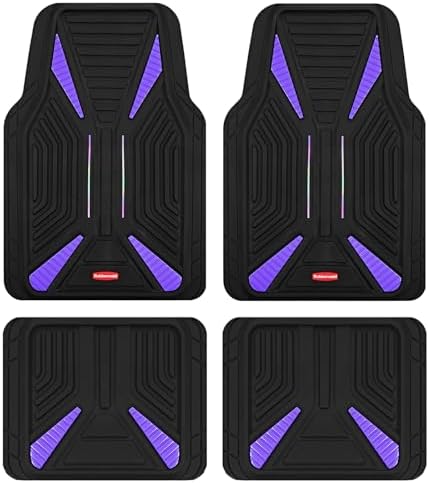 Rubbermaid Car Mat Full Set, Universal Trim-to-Fit Heavy-Duty Car Floor Mats – 4-Piece Set for All Weather Protection – Durable Rubber Mat for Cars, Trucks, SUVs & Vans-Purple