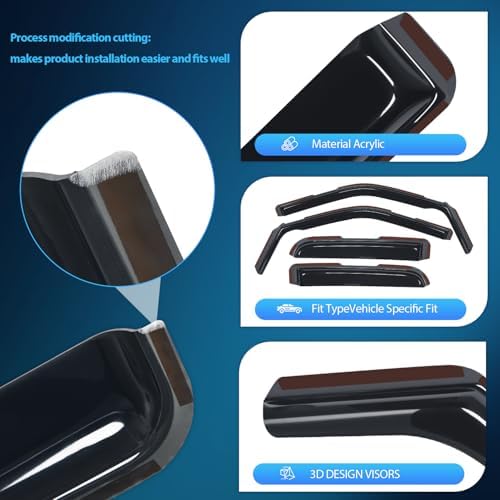 Nilight in Channel Rain Guards for Ford F150 Raptor 2015-2020 Super Cab