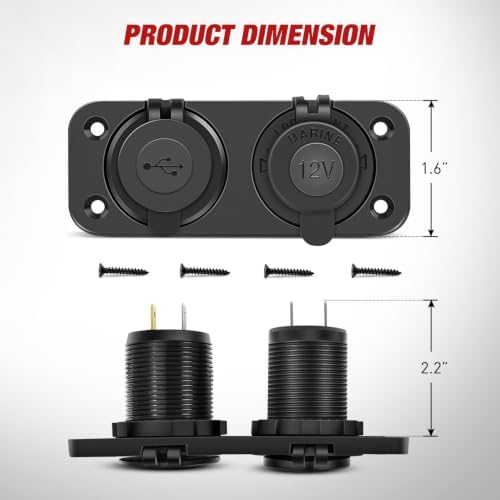 Nilight QC 3.0 USB & PD Type C Charger and Cigarette Lighter Socket