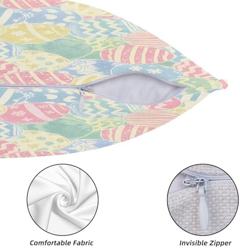 KiuLoam Easter Pillow Covers 24x24 Inch Set of 2 Watercolor Blue Green Yellow Eggs Rustic Farmhouse Decorative Throw Pillows Easter Spring Outdoor Square Cushion Cases for Sofa Couch Bed Decor - Image 5