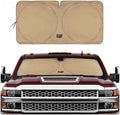Windshield Sun Shade for Chevy Silverado 3500 2015-2019, Foldable Front Window Sunshade, UV Heat Blocker, Interior Protection Sun Shield, Keeps Truck Cab Cool, Heavy-Duty Truck Accessory - Beige