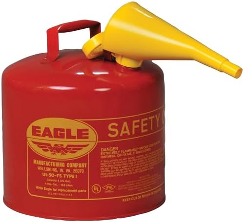 Eagle 5 Gallon Type I Red Safety Gas Can for Gasoline by Eagle