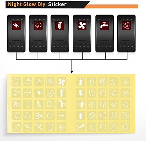 Nilight 6 Gang Rocker Switch Panel SPST On Off 5PIN Electrical Toggle Red