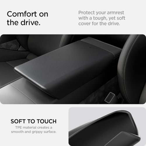 Spigen Armrest Cover for Tesla Model Y Juniper & YL & 3 Highland - Black