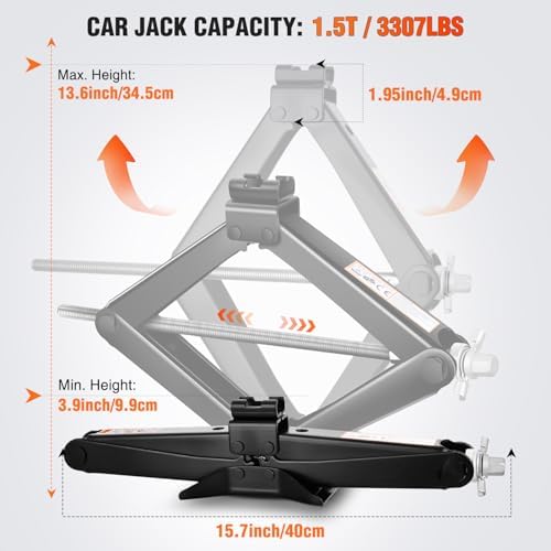 Nilight Scissor Jack for Car 1.5 Ton 3307 lb Lift Jack Kit w Ratchet Wrench - Image 2