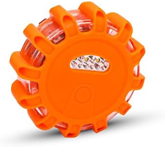 3 Pack LED Road Flares Kit - Flashing Warning Light Emergency Disc Beacon Roadside Flare Safety Light Magnetic Base for Car Truck Boat - Includes Batteries Screwdriver Gloves Storage Bag
