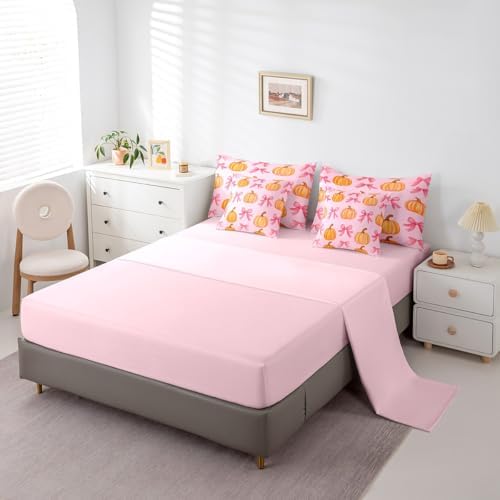 Erosebridal 7 Pcs Pumpkin Bed in A Bag Twin Kawaii Pink Bowknot Bedding Set - Image 4