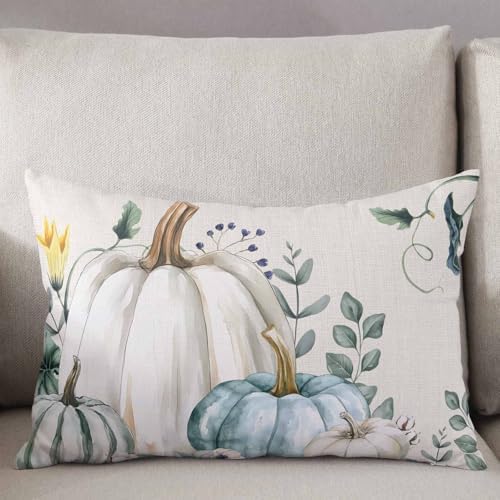 Pillow Covers 20x36 Inch - King Thanksgiving Fall/Autumn Harvest of White Pumpkins and Leaves Soft Brushed Microfiber Pillowcases with Hidden Zipper Closure Bed Pillow Shams for Bedroom Sofa Car - Image 3