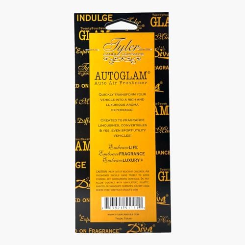Tyler Candle Company Diva AutoGlam Auto Air Fresheners – Set of 6 – Long-Lasting Luxury Car Air Freshener – Warm Fruity Floral Scent with Amber & Chocolate – Individually Wrapped