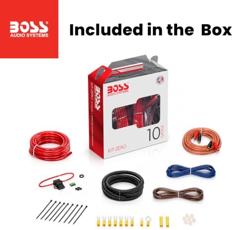 BOSS Audio Systems KIT-ZERO 10 Gauge Car Amplifier Install Wiring Kit - Makes Connections and Brings Power to Your Radio, Subwoofers and Speakers