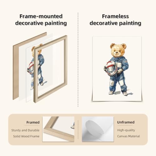 Nursery Race Car Wall Art Boys Room Canvas Wall Decor Vintage Nursery Prints Teddy Bear Poster Race Car Pictures Baby Boy Toddler Painting Artwork for Kids Bedroom Playroom 12x16 Inch Unframed 6Pcs - Image 2