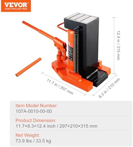 VEVOR Hydraulic Toe Jack, 10 Ton Lift, 20 Ton Capacity, 1.2-7.5 in Toe Height, 12.6-18.9 in Top Height, Air Hydraulic Claw Jack for Machinery - Image 7