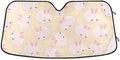 Cute Pink Bunny Car Windshield Sun Shade Rabbit Animal Foldable UV Ray Sun Visor Protector Sunshade to Keep Your Vehicle Cool (55" x 27.6")