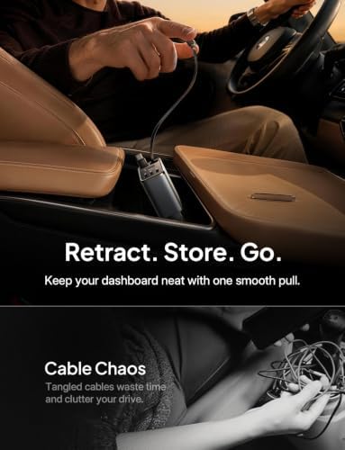 LISEN 138W Retractable USB C Car Charger Fast Charge 6-Port for iPhone 18