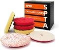 Buffing Polishing Pads, SPTA 6 Inch 150mm Body Repair Polishing Pad Set Made for 6 Inch Backing Plate, 6 Pcs Buffing Pads with Sponge, Wool and Micro-Fiber Pad Set for Car Detailing polishing Buffing by SPTA