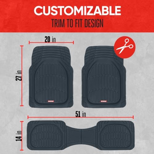 Motor Trend FlexTough Floor Mats for Cars, Blue Deep Dish All-Weather Car Mats, Waterproof Trim-to Fit Automotive Floor Mats for Cars Trucks SUV, Universal Floor Liner Car Accessories