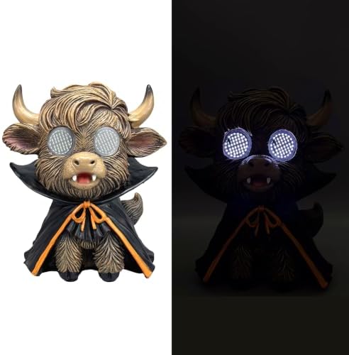 Halloween Highland Cow LED Statue, Vampire Cape Decor - Image 2