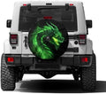Delerain Green Fire Dragon Spare Tire Cover with Backup Camera Hole Wheel Protectors Sun Protector Waterproof for Jeep Trailer RV SUV Truck and Many Vehicle(13 Inch for Diameter 21"-23") by Delerain