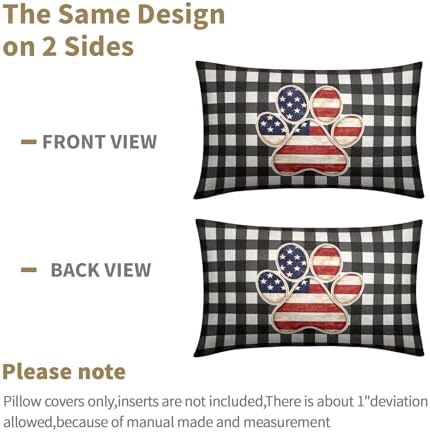 4th of July Pillow Covers 12x20 Set of 2, Patriotic Throw Pillow Covers Independence Memorial Day Pillowcase, Summer Plaid Decorative Fourth of July Cushion Case Couch for Indoor Outdoor Home Decor - Image 6