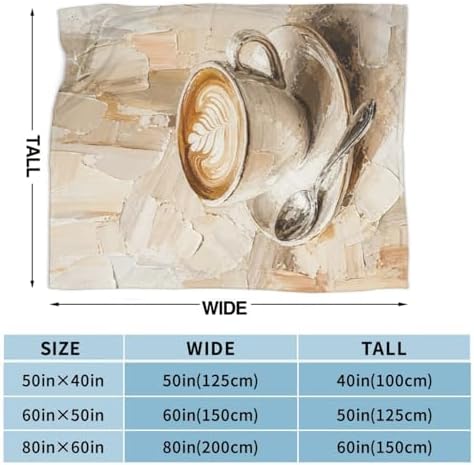Coffee Latte Art Blanket for Women, Gifts for Girls, Aesthetic Coffee Cup Blankets for Kids, Soft Cozy Lightweight Throw for Bed Sofa Home Travel Room Decor, 60x80 Inch - Image 4