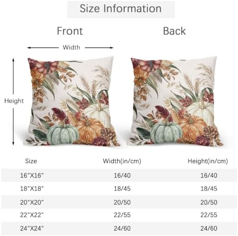 Fall Thanksgiving Pillow Covers 22x22 Set of 2 Colorful Pumpkin Wheat Leaves Pinecones Outdoor Throw Pillows Covers Autumn Harvest Decorative Farmhouse Cushion Case for Room Couch Sofa - Image 4