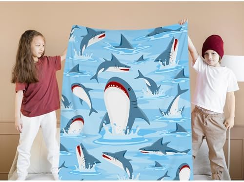 Cute Sharks Blanket Gifts for Girls Boys Women - Super Soft Cozy Warm Throw Sheet for Couch Bed Sofa Office Decor All Season 60"x80" for Adult - Image 7