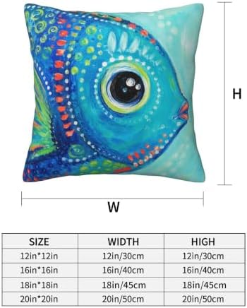 Blue Fish Painting Throw Pillow Covers 18x18 inch Set of 2 - Image 3
