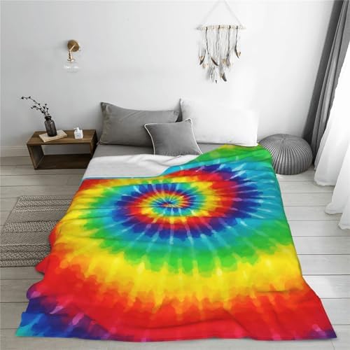Tie Dye Rainbow Throw Blanket Flannel Fleece Autumn Lightweight Soft Fuzzy Cozy Blanket for Couch Bed Fall Decor Travel Blankets Holiday Kids Adult 60"x50" - Image 2