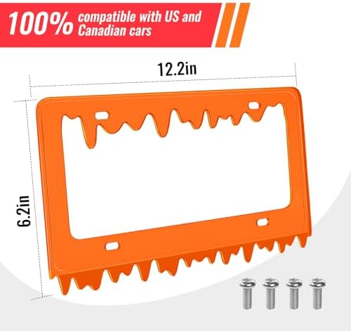 Timtin 1 Set Fluorescent Orange License Plate Frame, Style 1