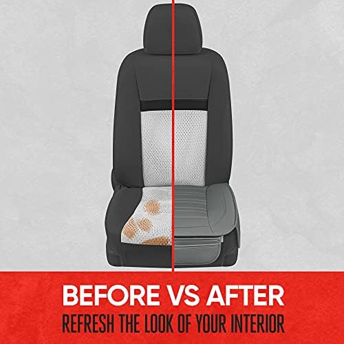 Motor Trend Gray Faux Leather 1-Piece Padded Car Seat Protector with Storage Pockets, Premium Interior Front Seat Cover for Cars Truck SUV Auto