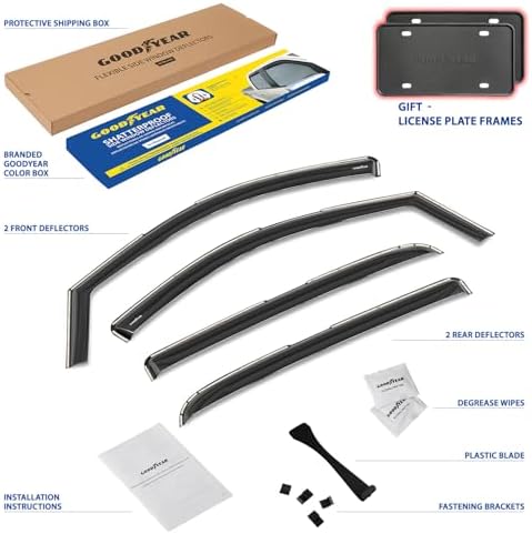 Goodyear Shatterproof in-Channel Window Deflectors for Dodge RAM 2002-2008 MegaCab, Rain Guards, Window Visors for Cars, Vent Deflector, Car Accessories, 4 pcs - GY008047